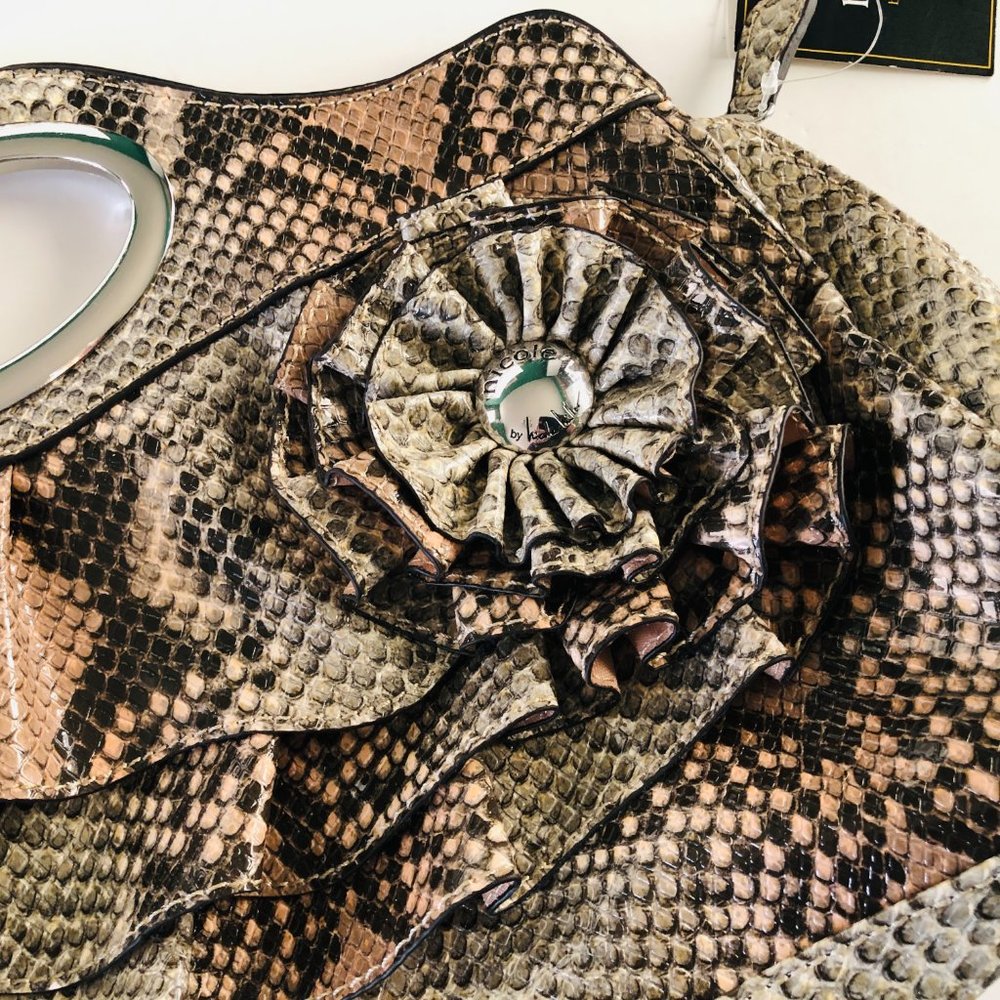 NICOLE MILLER "Pretty Girl" Natural Snake Clutch NWT